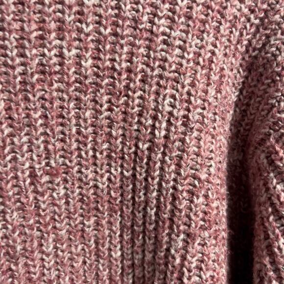 Point Sur J. Crew Sweater XL Marled Pink Mock Neck Long Sleeve Chunky Knit - Picture 2 of 9